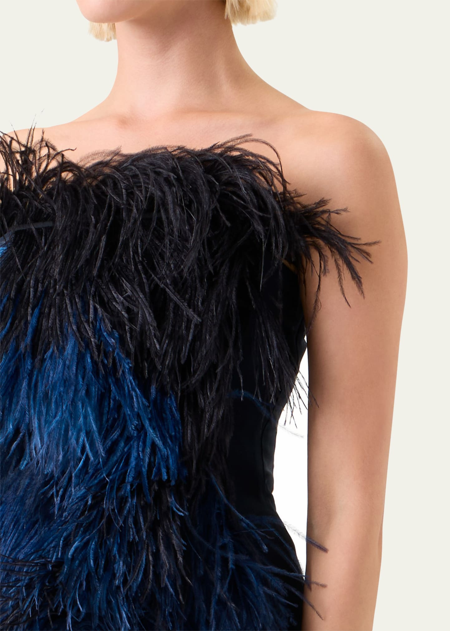 Strapless Ostrich Feather Gown - 5