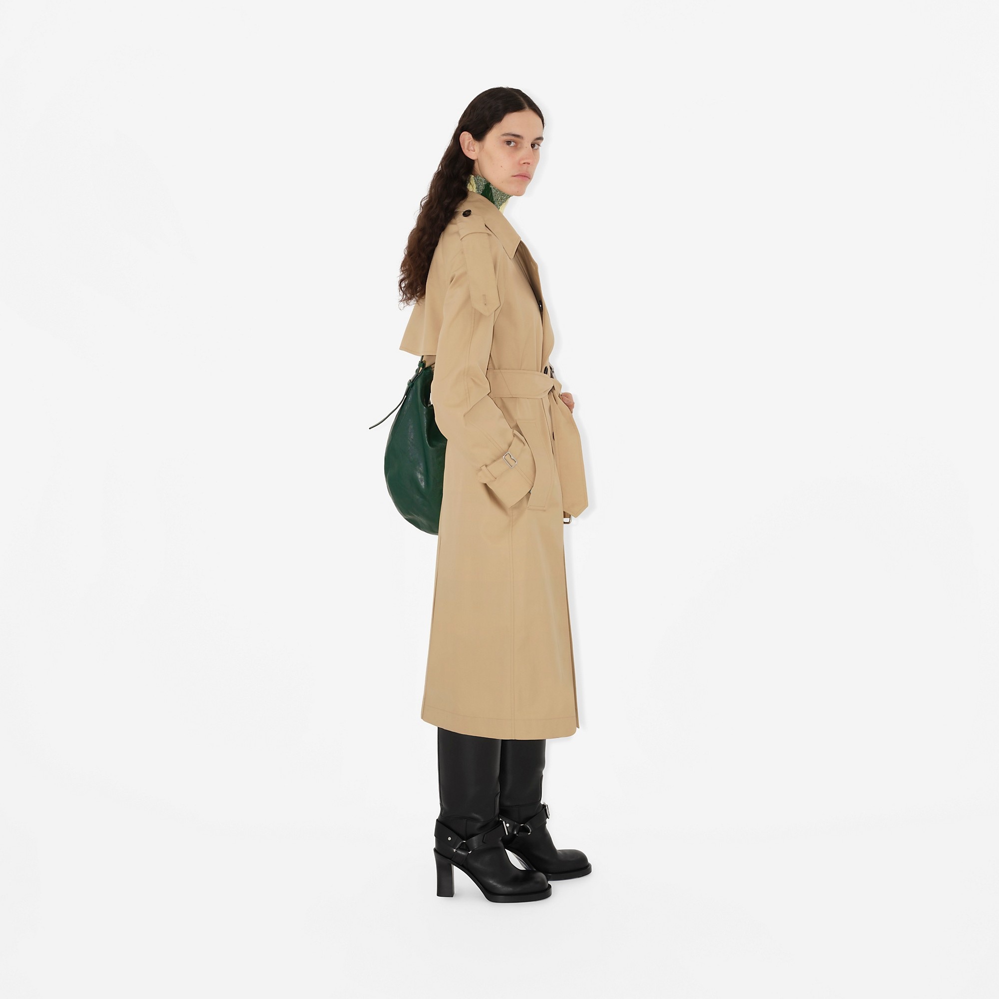 Long Gabardine Trench Coat - 3