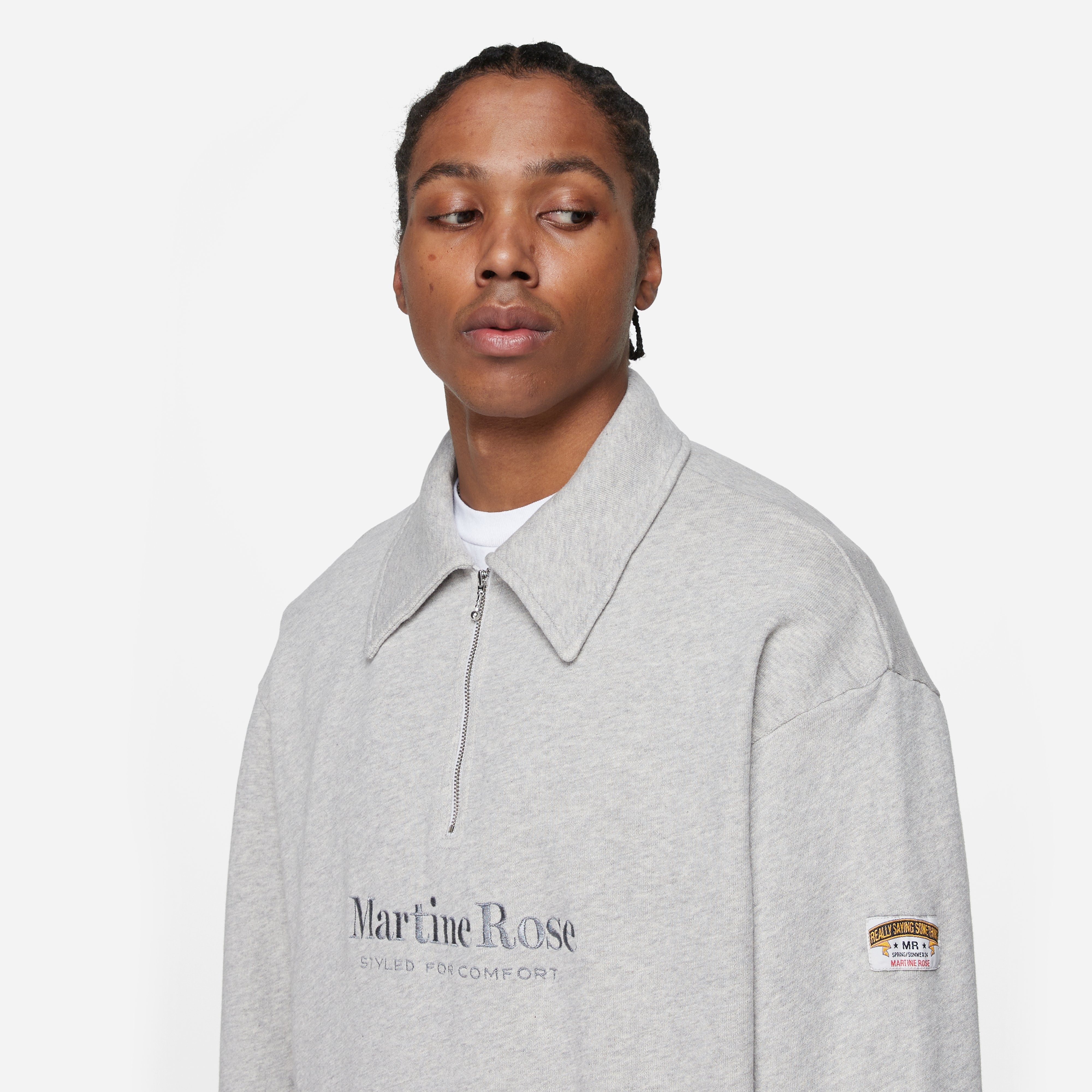 トップス Martine Rose Long Sleeve Polo Shirt Martine Rose - Long Sleeve PULLED NECK POLO in ORANGE STRIPE