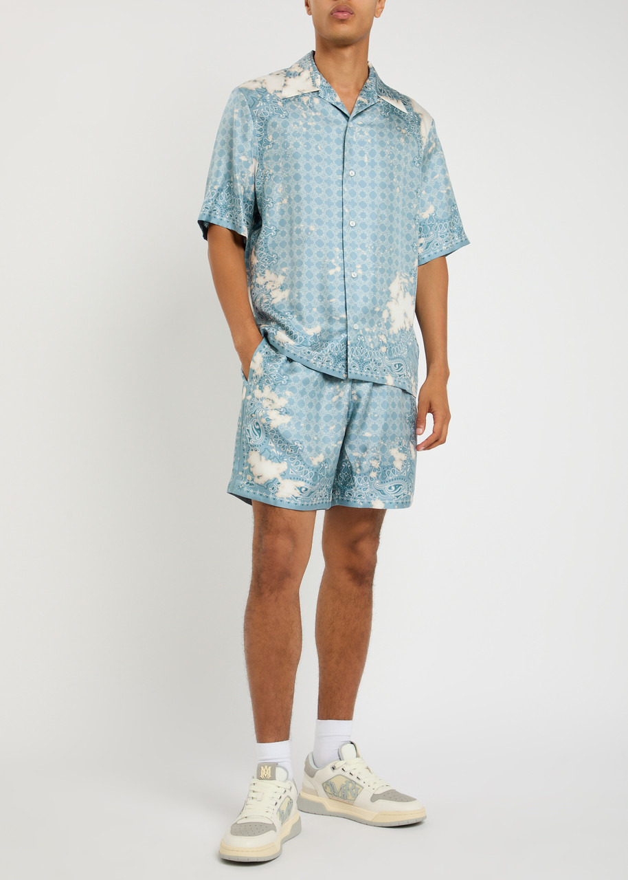 Amiri Bleach Bandana Logo-monogrammed Silk-satin Shorts - 4
