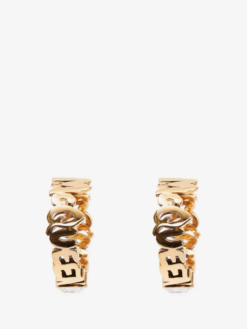 Mcqueen Graffiti Hoop Earrings in Gold - 1