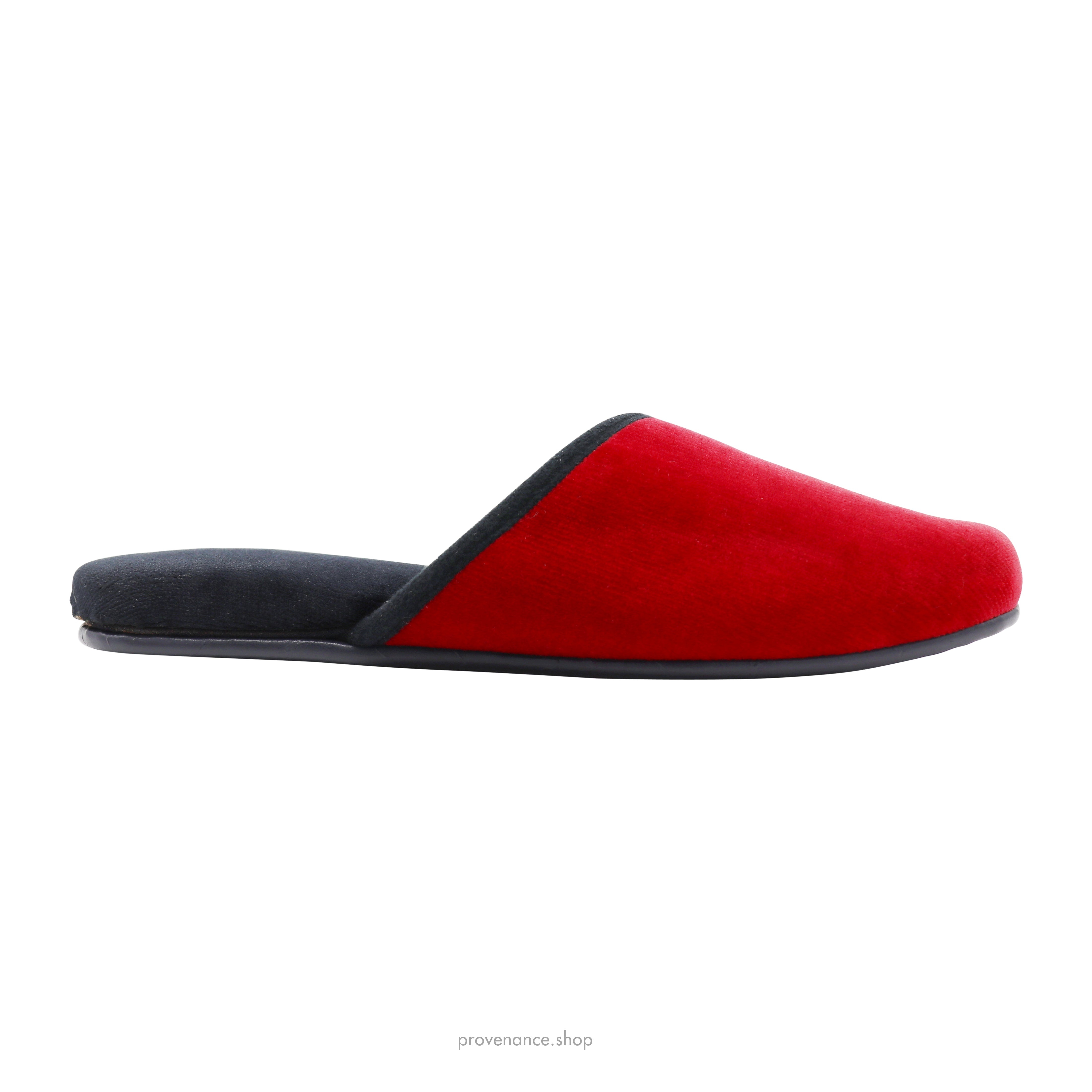 Yves Saint Laurent YSL Velvet Logo Slipper - Red - 5