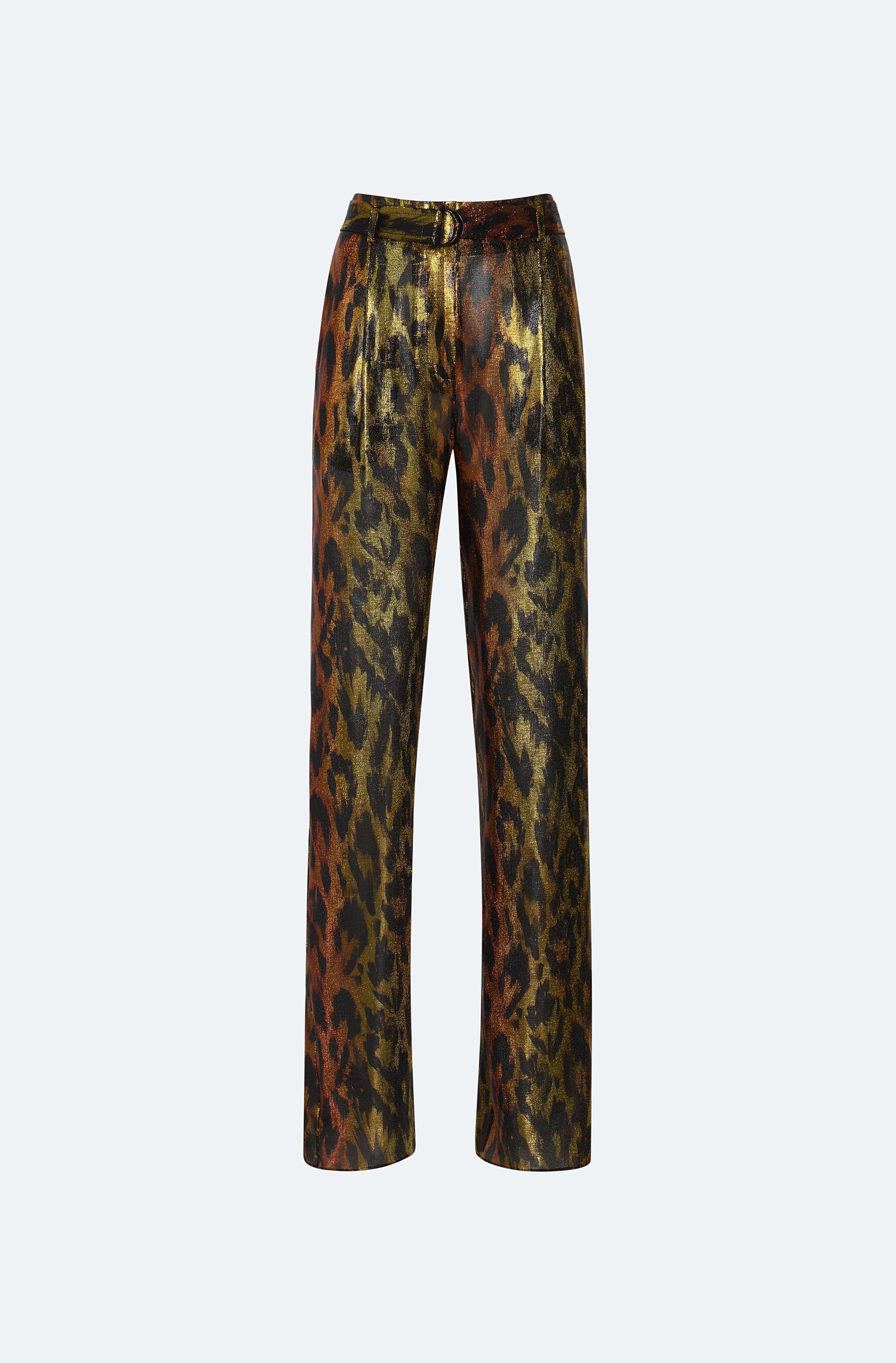 Lurex Leopard Belted Pant - 1