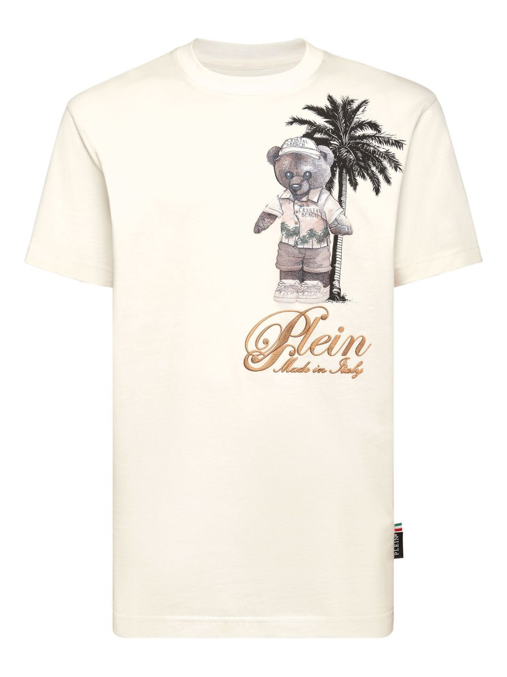 teddy bear-print logo-embroidered T-shirt - 1