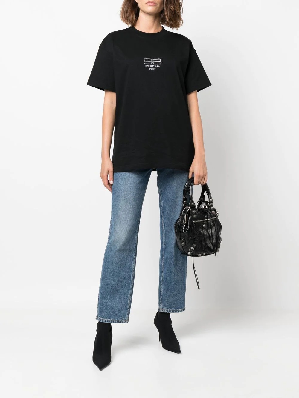 BALENCIAGA Crystal-embellished stretch-mesh top