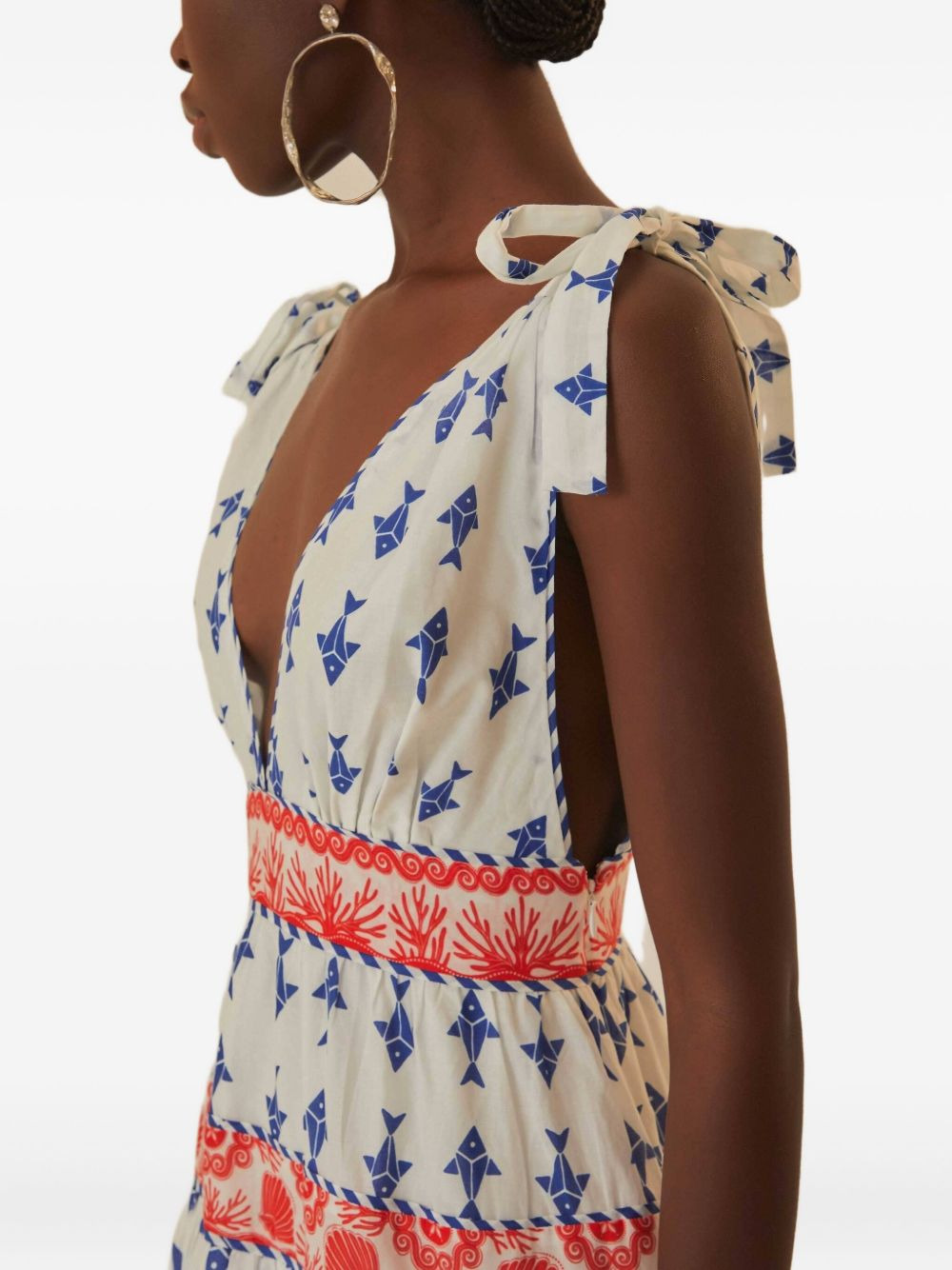 fish-print tiered-design mini dress - 5