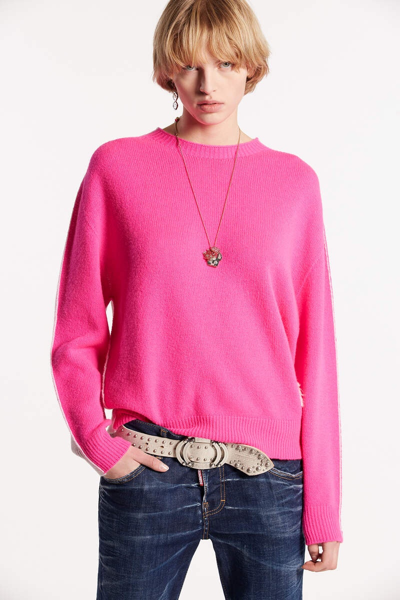 CONTRAST COLOR CREWNECK KNIT - 3