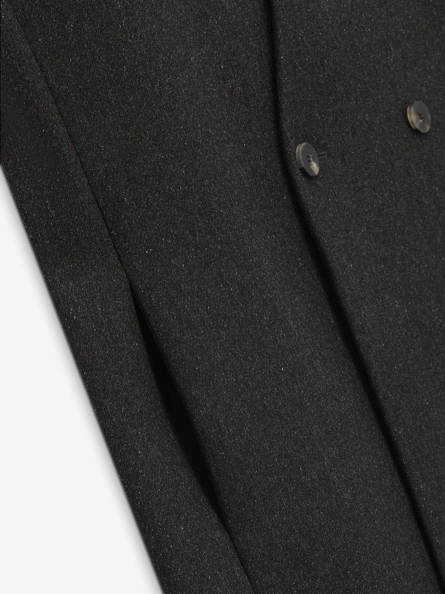 Military Wool Long Relaxed Lapelless Blazer - 4