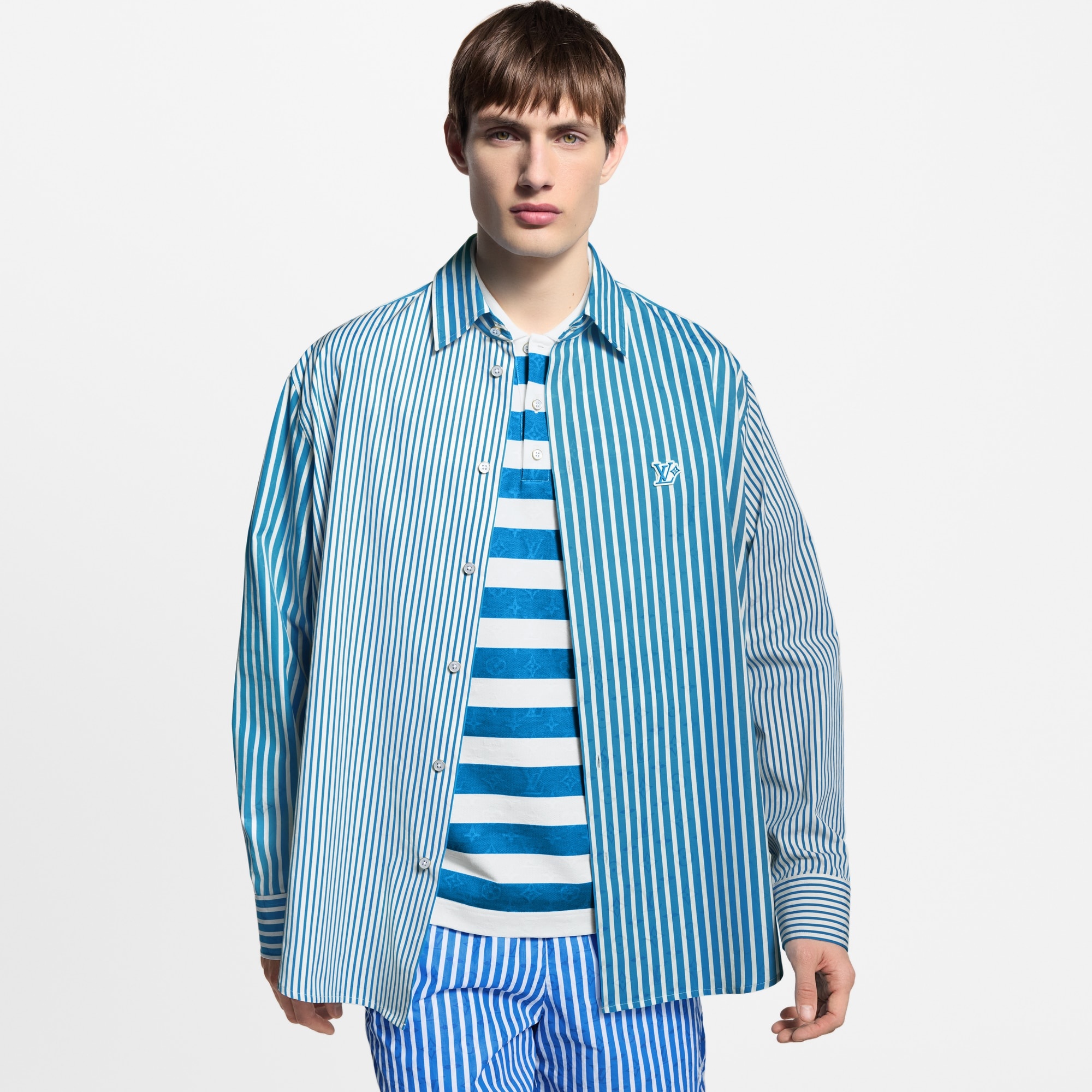 Monogram Patchwork Striped Shirt - 2