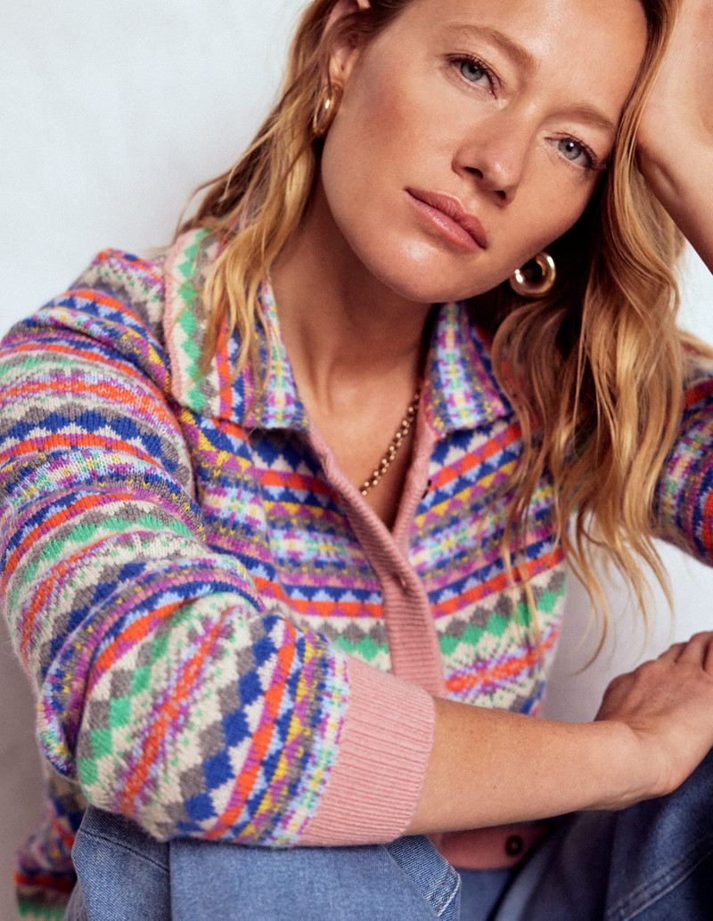 Edie Fair Isle Knitted Shirt-Pink Heritage Fair Isle 4