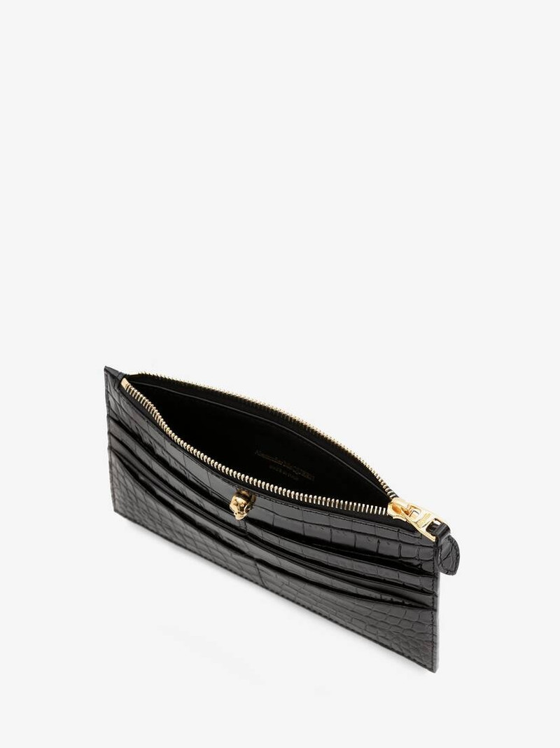 Alexander McQueen Skull Flat Zipper Wallet in Black outlook
