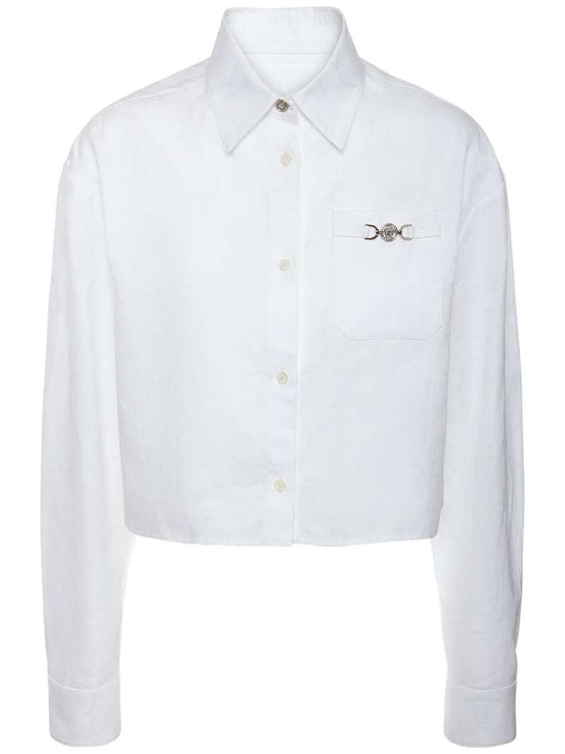 Barocco cotton poplin crop shirt - 1