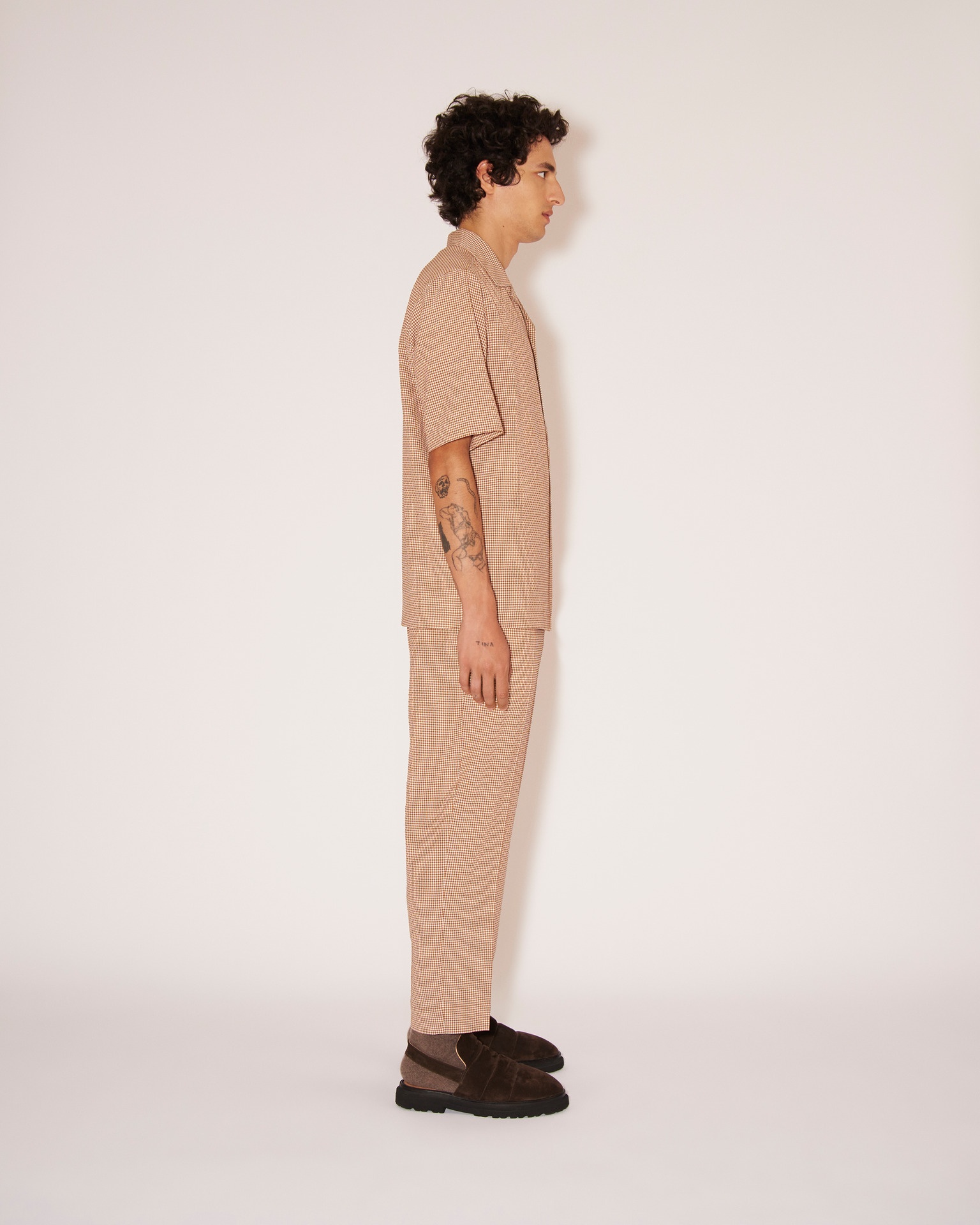 BODIL - Vichy-seersucker shirt - Brown&Creme - 3