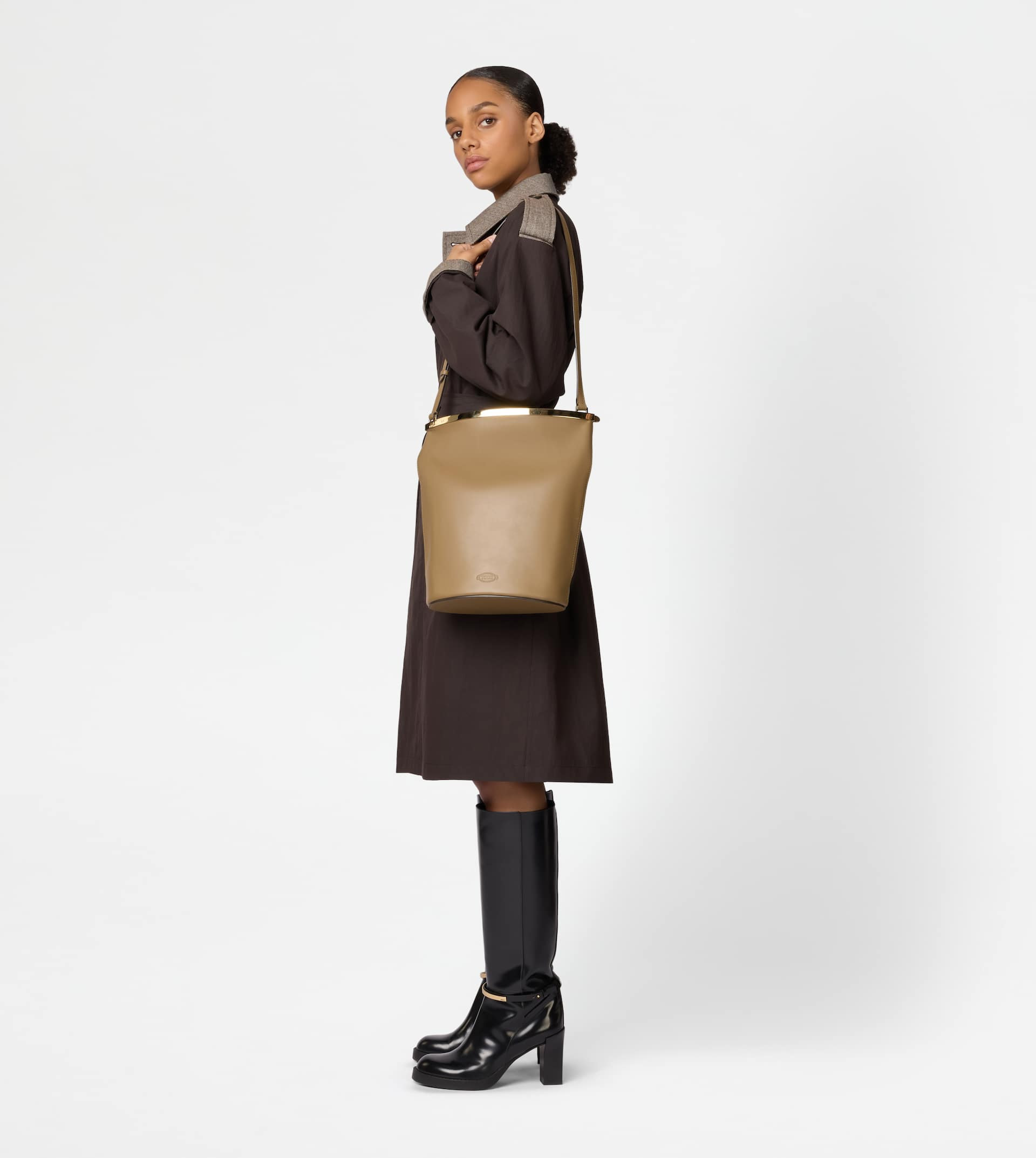 TOD'S MAGENTA BAG BUCKET BAG IN LEATHER SMALL - BROWN - 7