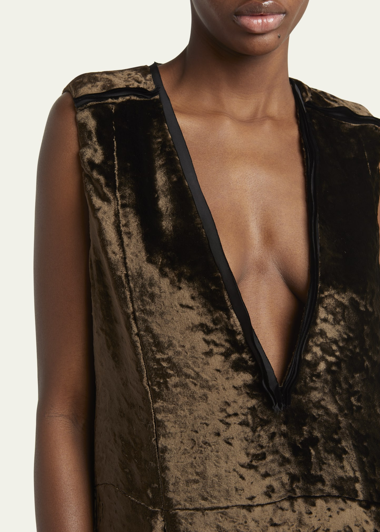 Deep V Neckline Straight Volume Dress - 5