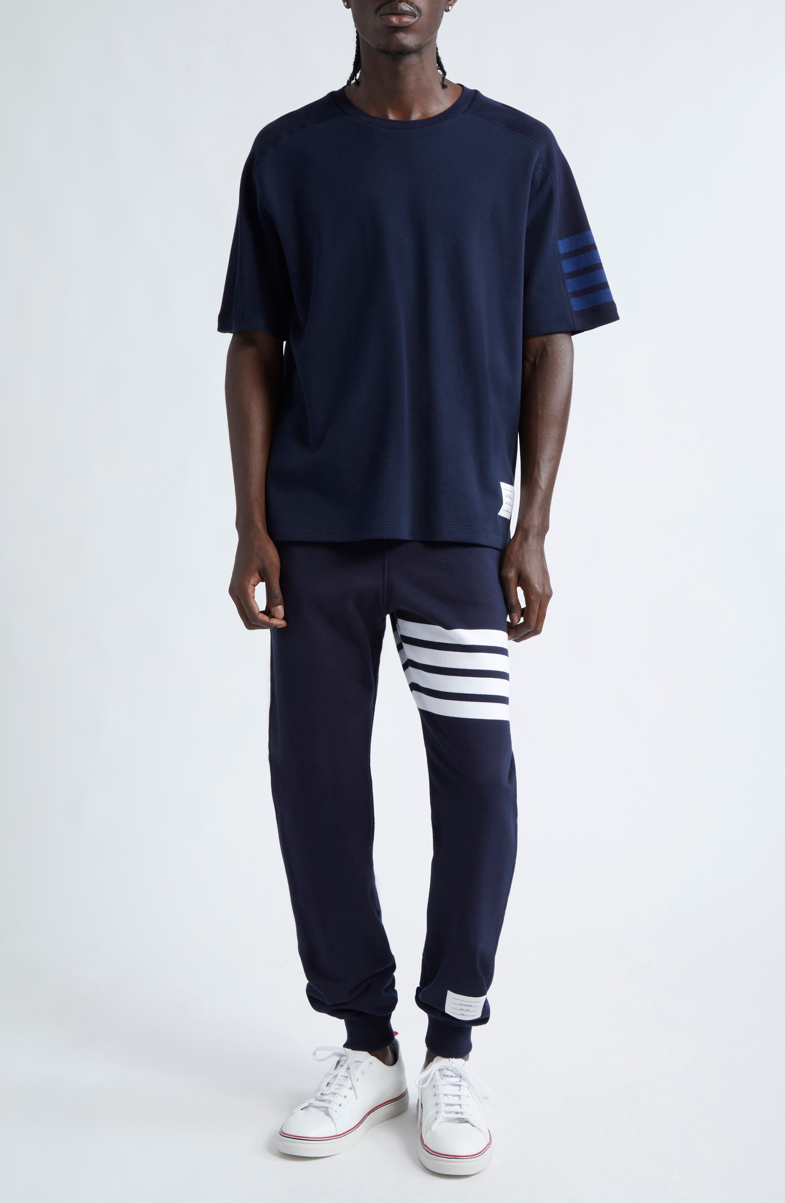 Thom Browne 4-Bar Milano Cotton T-Shirt in Navy at Nordstrom - 2