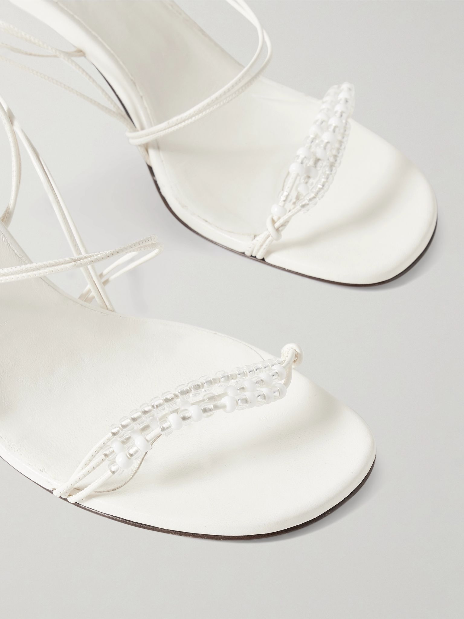 Loop bead-embellished leather sandals White - 4