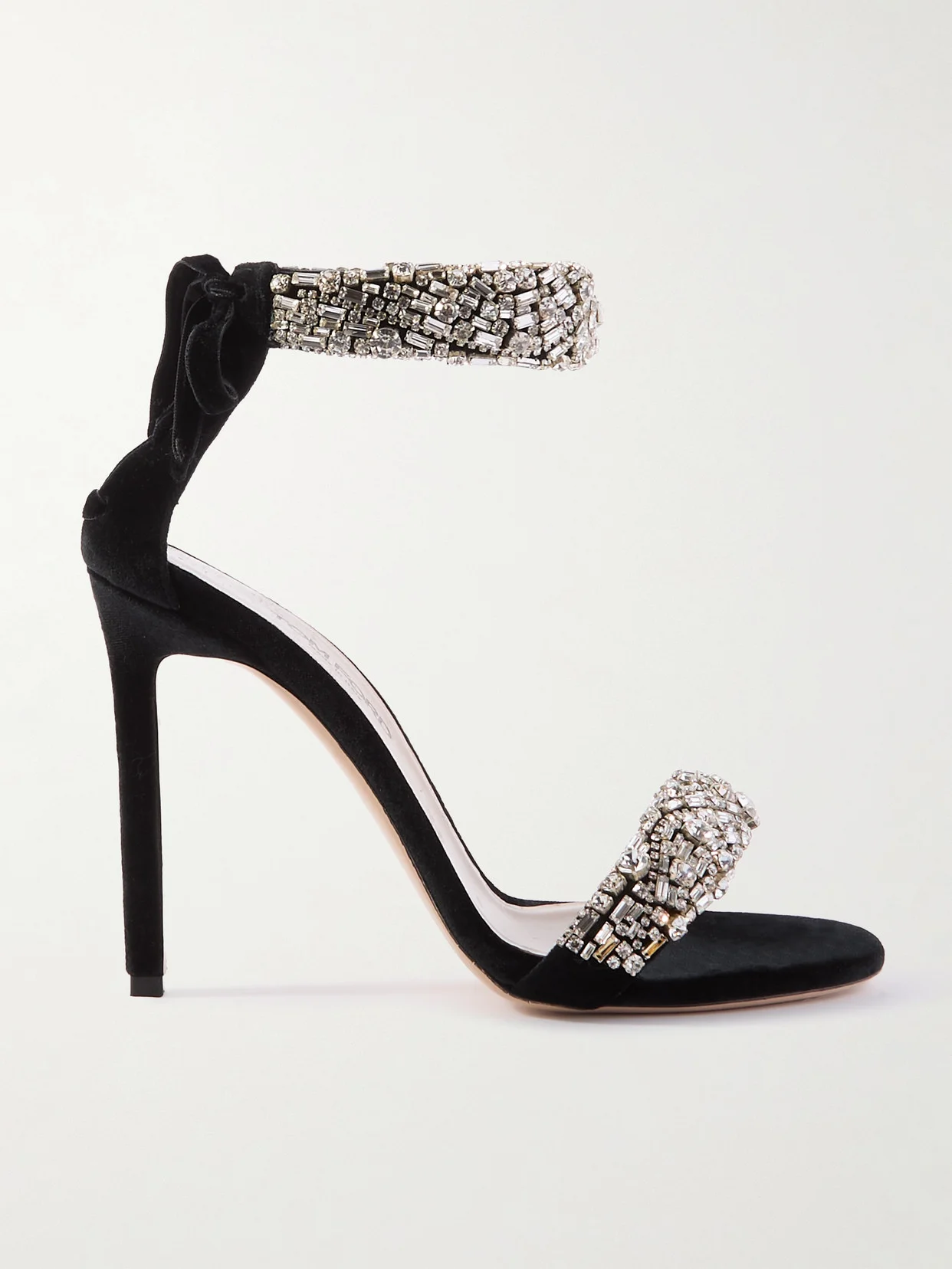 Crystal-embellished Velvet Sandals - 1
