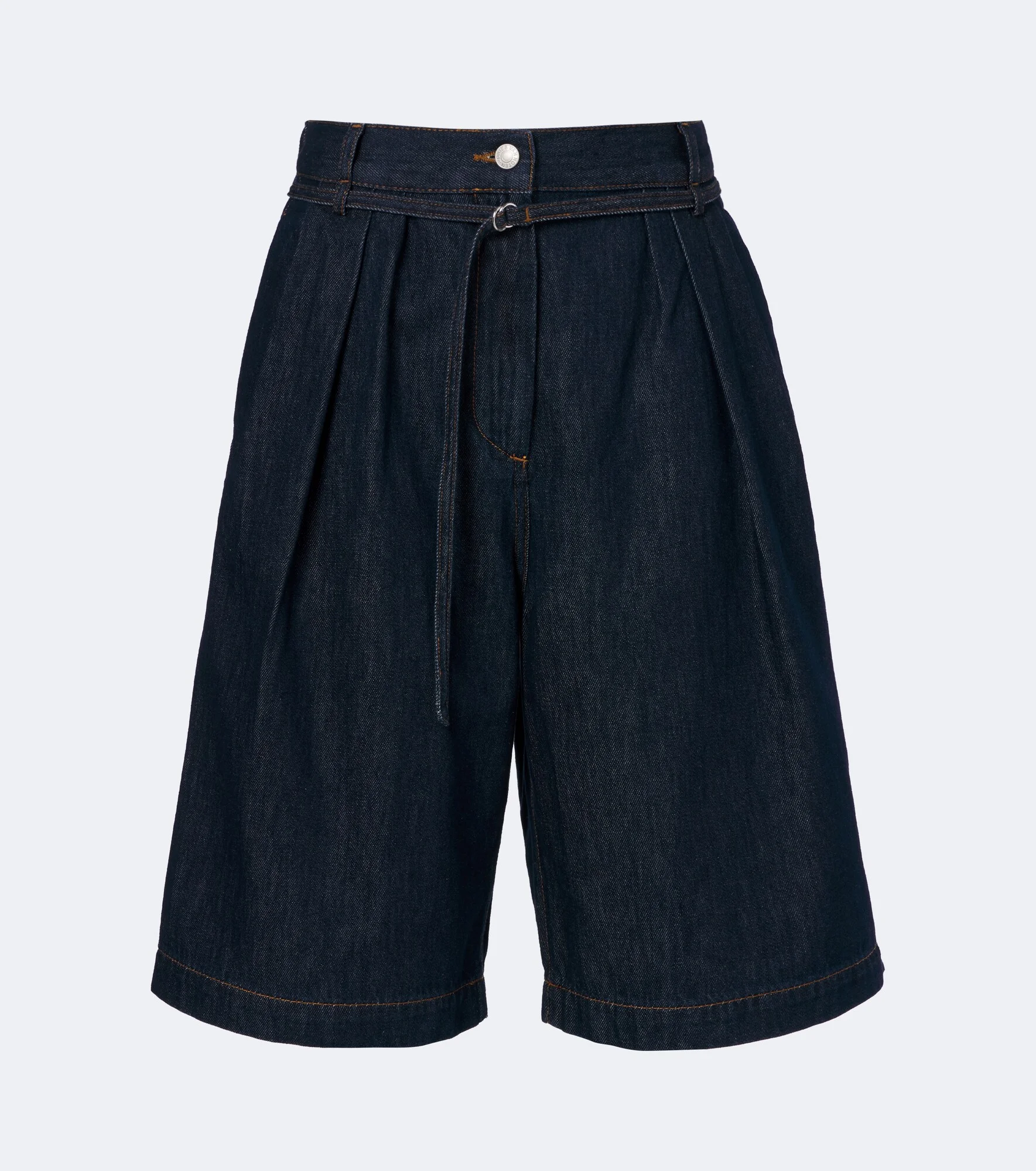Belted denim shorts - 1