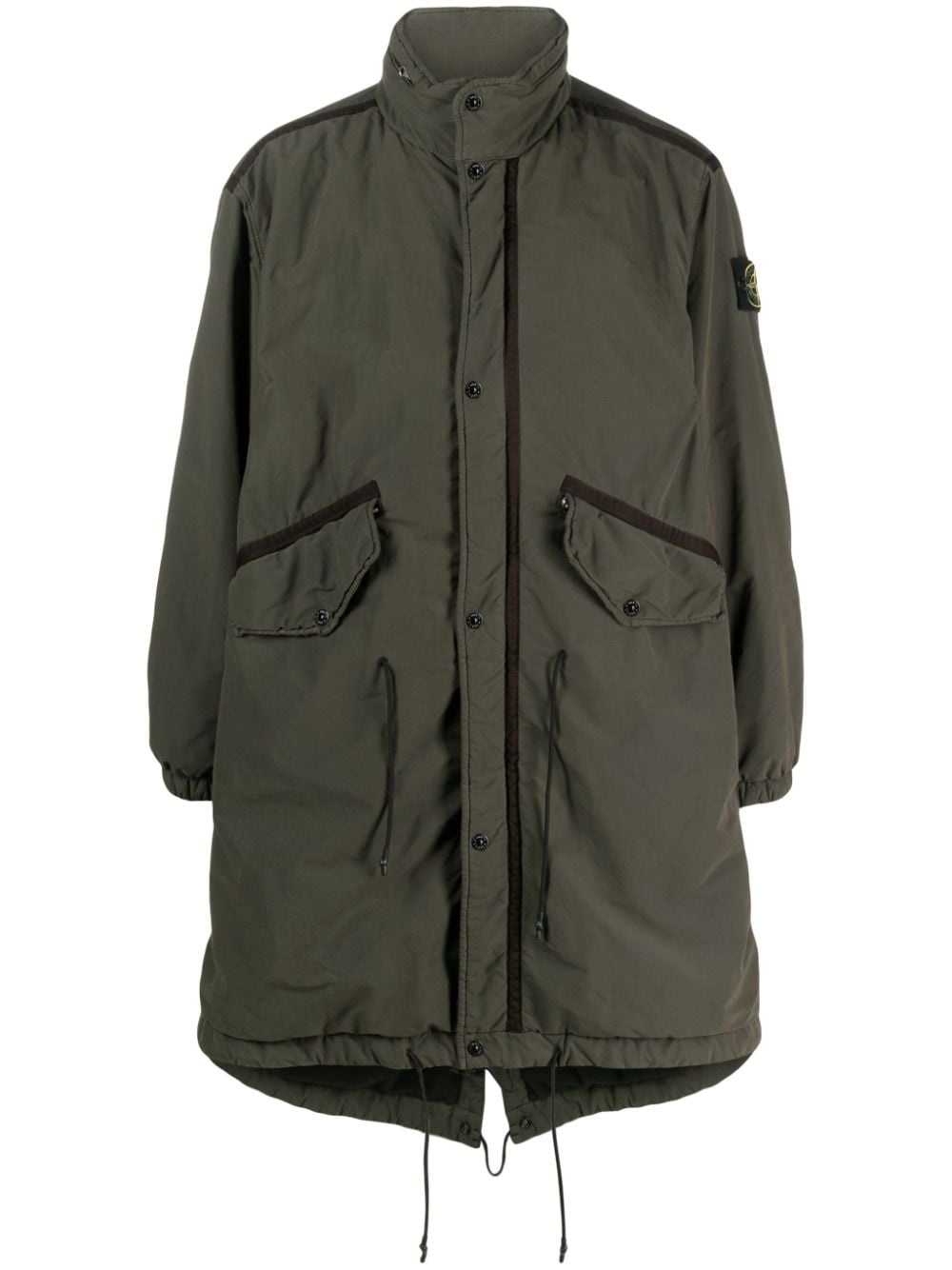 David compass-badge long raincoat - 1