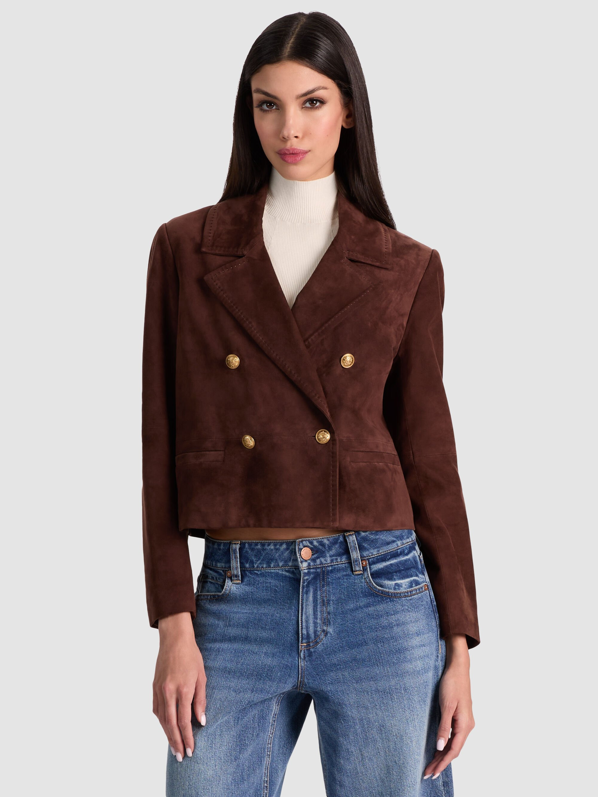 AVERY SUEDE DOUBLE BREASTED BLAZER - 2