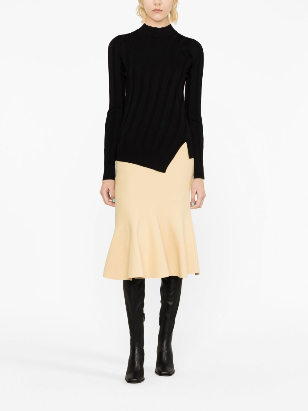 asymmetric-hem knit jumper - 3