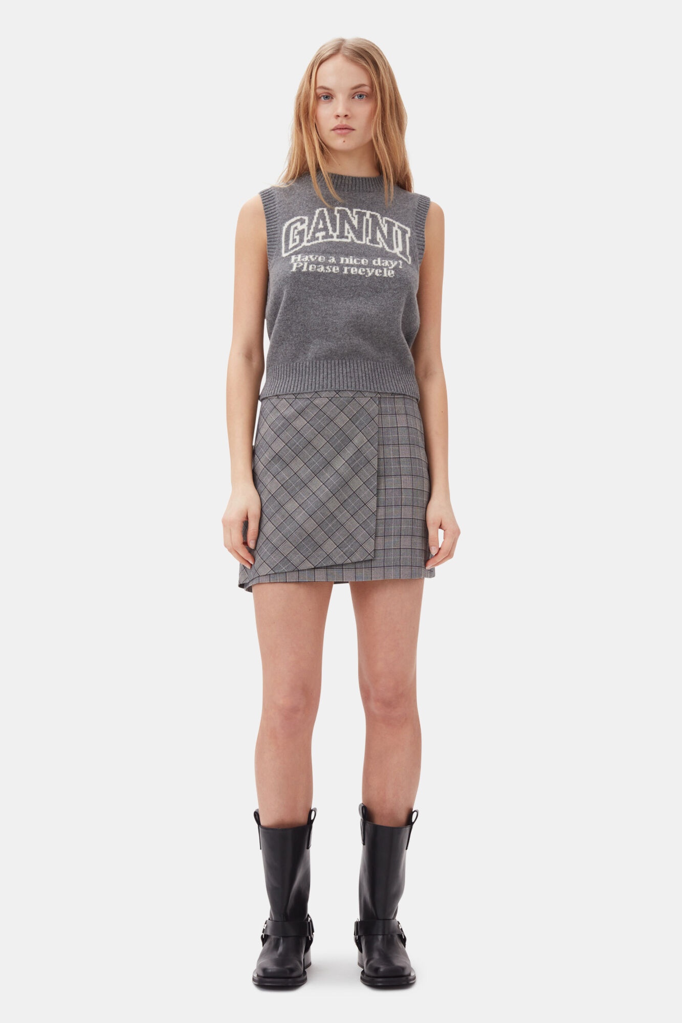 GREY GRAPHIC WOOL VEST - 3