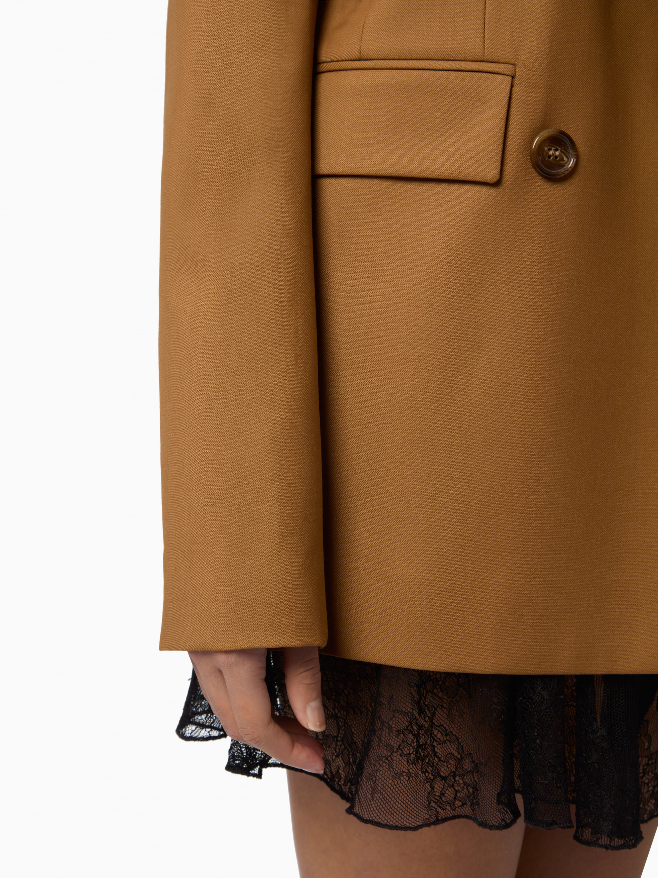 Brown Tobacco Double-Breasted Blazer - 3