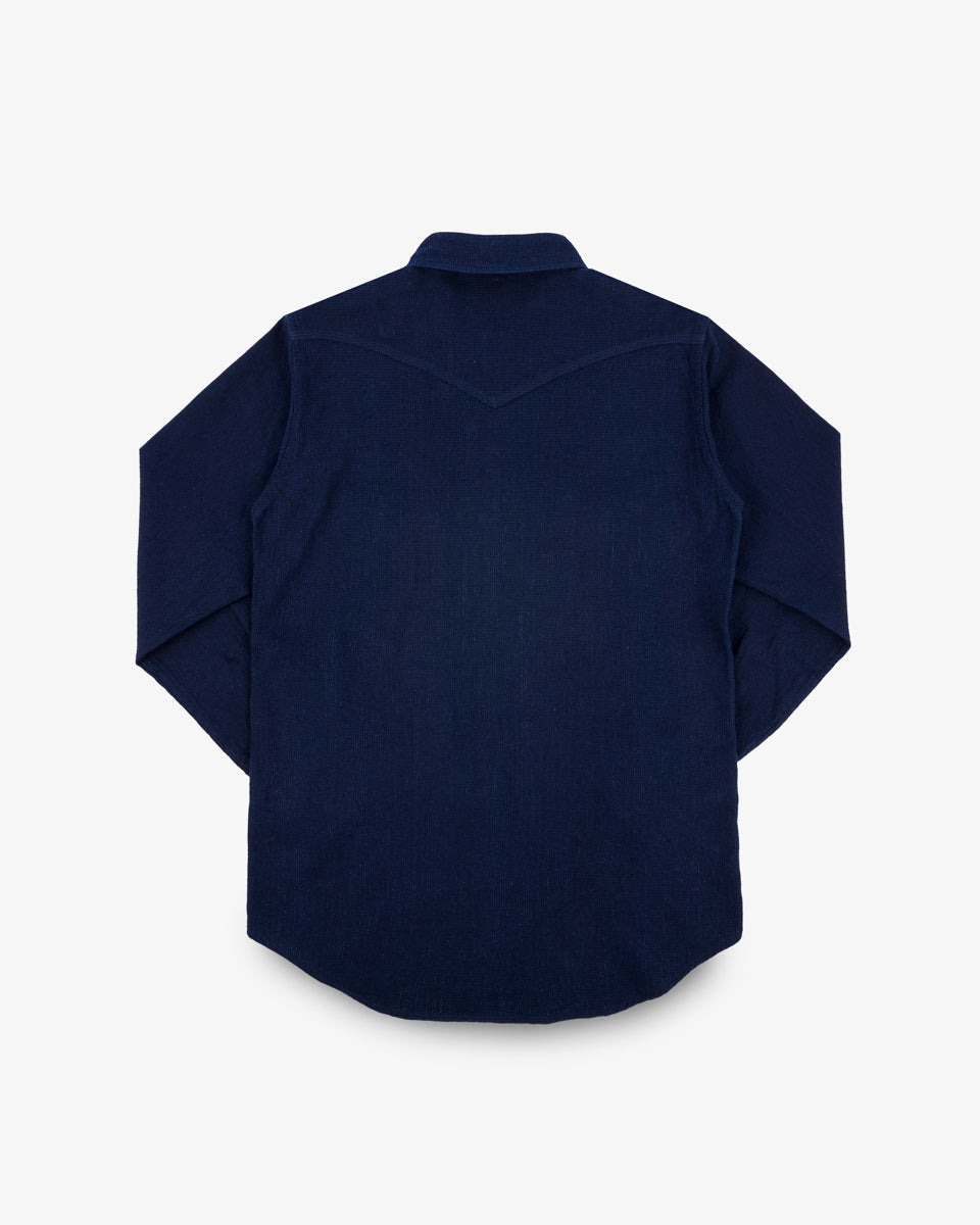 IHSH-413-IND 5oz Selvedge Dobby Cloth Western Shirt - Indigo - 12