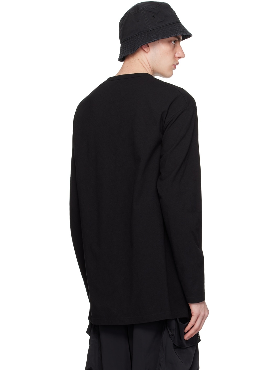 Black Buttoned Long Sleeve T-Shirt - 3