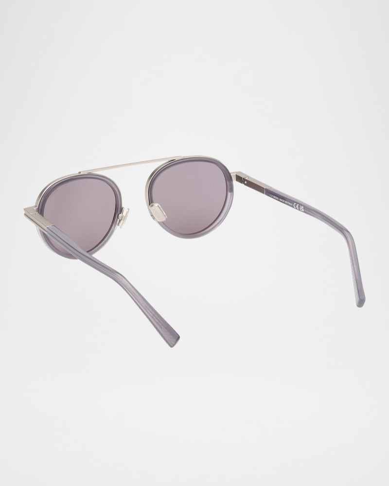 ZEGNA Men's ORIZZONTE II Metal-Acetate Round Sunglasses outlook