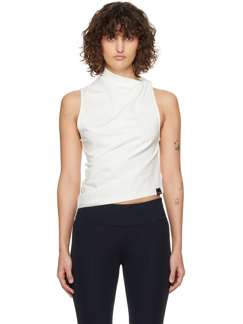 White Draped Jersey Tank Top 1