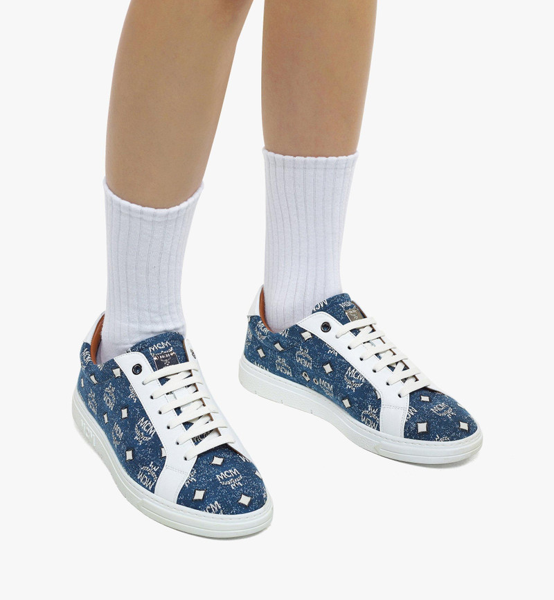 MCM Terrain Lo Sneakers in Denim Jacquard outlook