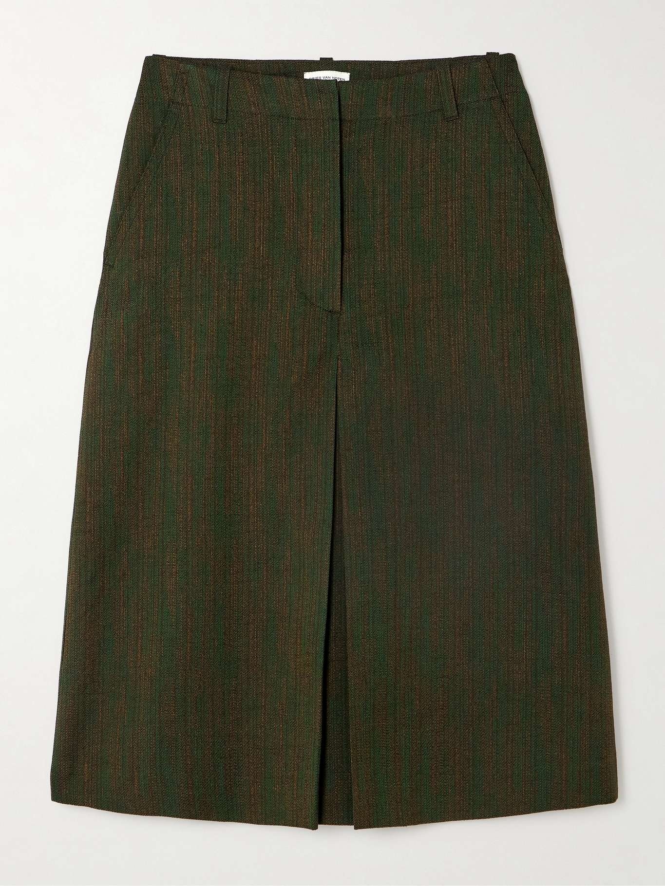 Metallic cotton-blend jacquard midi skirt - 1