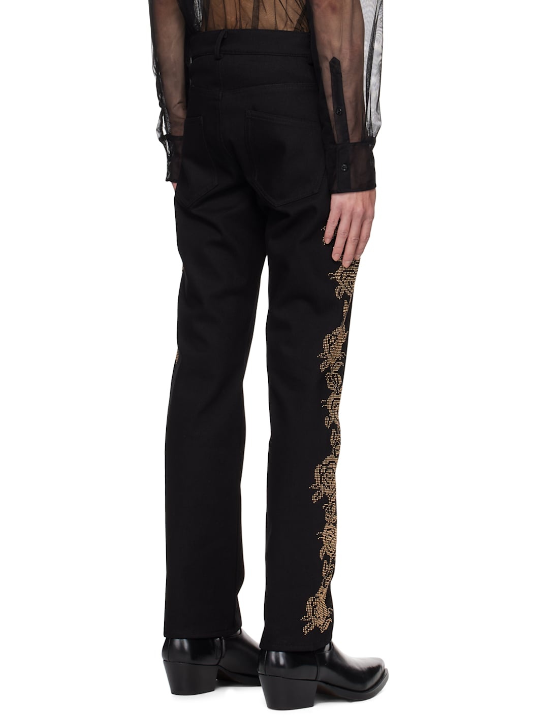 Black Rose Studded Jeans - 3