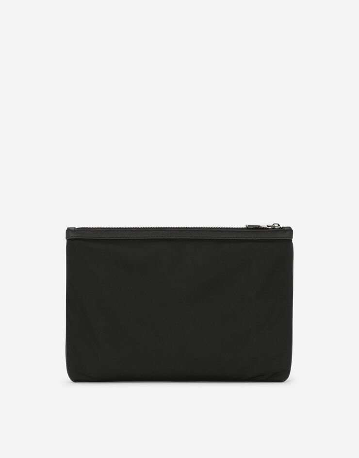 Grainy calfskin and nylon pouch - 3