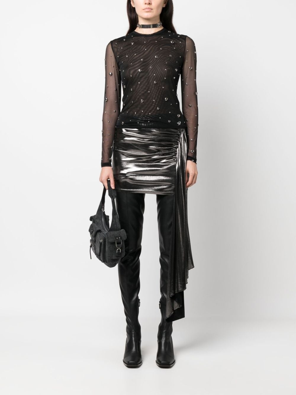 draped lamé-effect miniskirt - 2