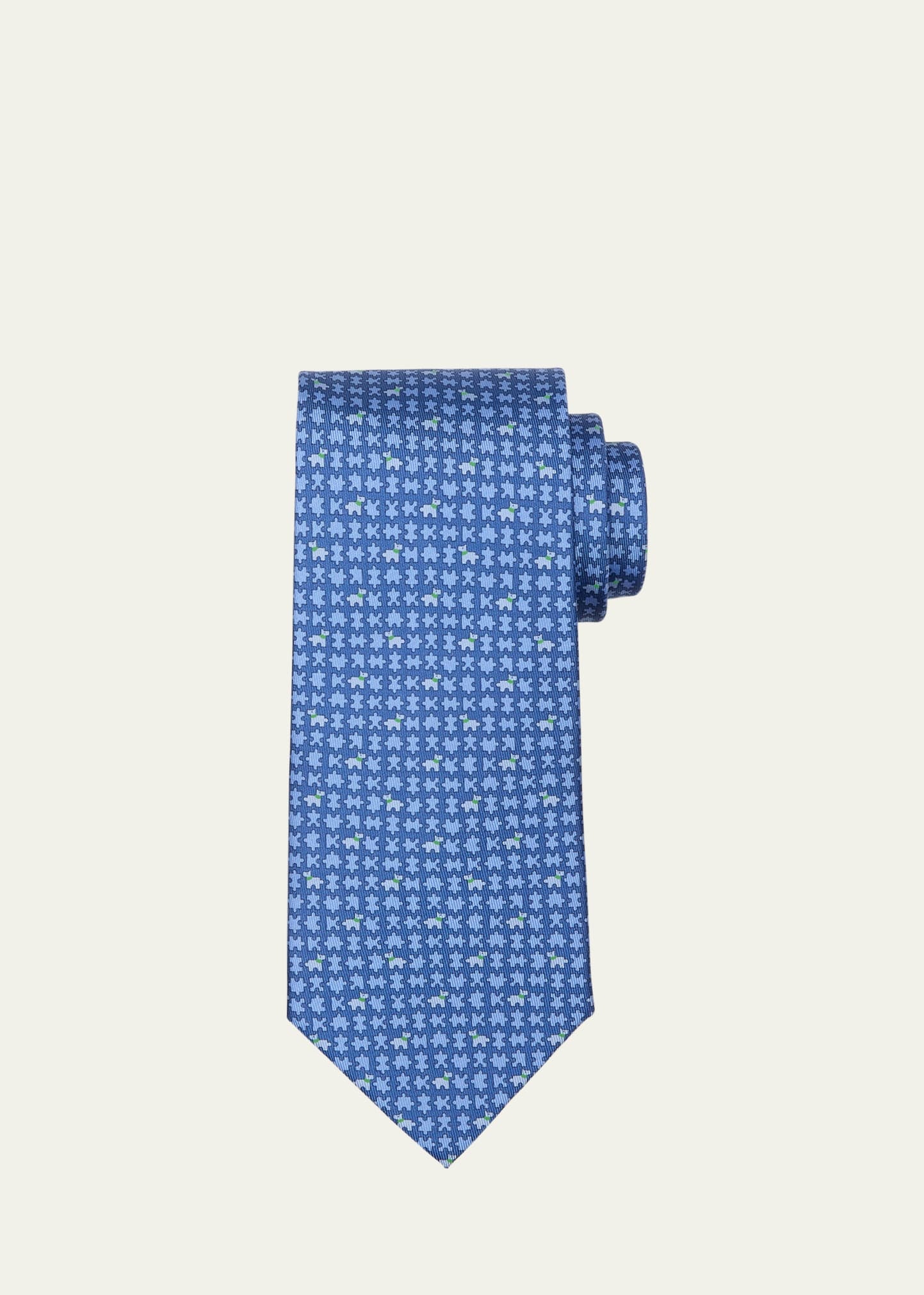 Men's Puzzle-Print Silk Tie - 1