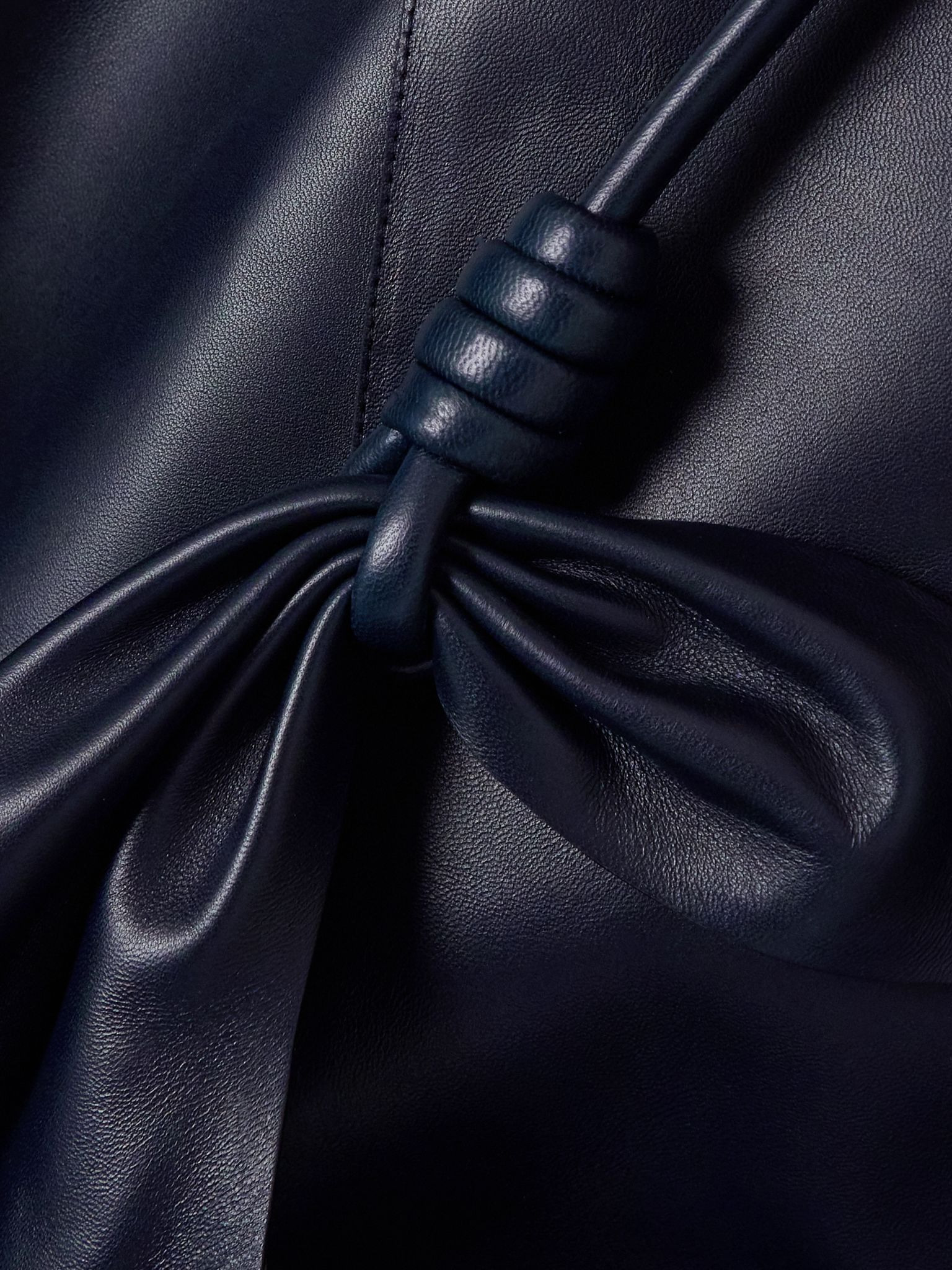 Flamenco open-back knotted leather dress Navy - 4