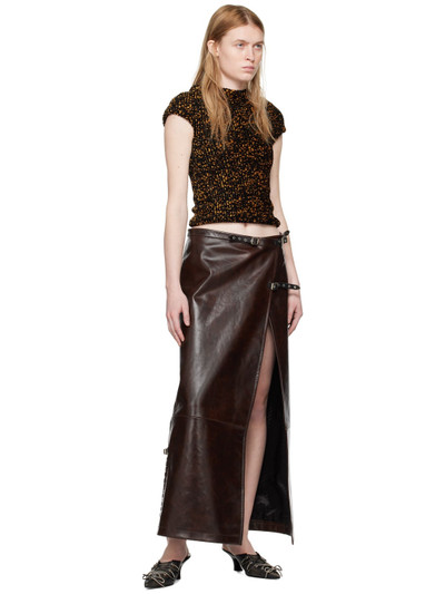 Acne Studios Brown Long Leather Maxi Skirt outlook