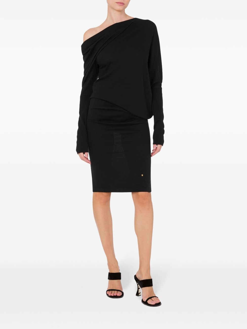 asymmetric neck mini dress - 2