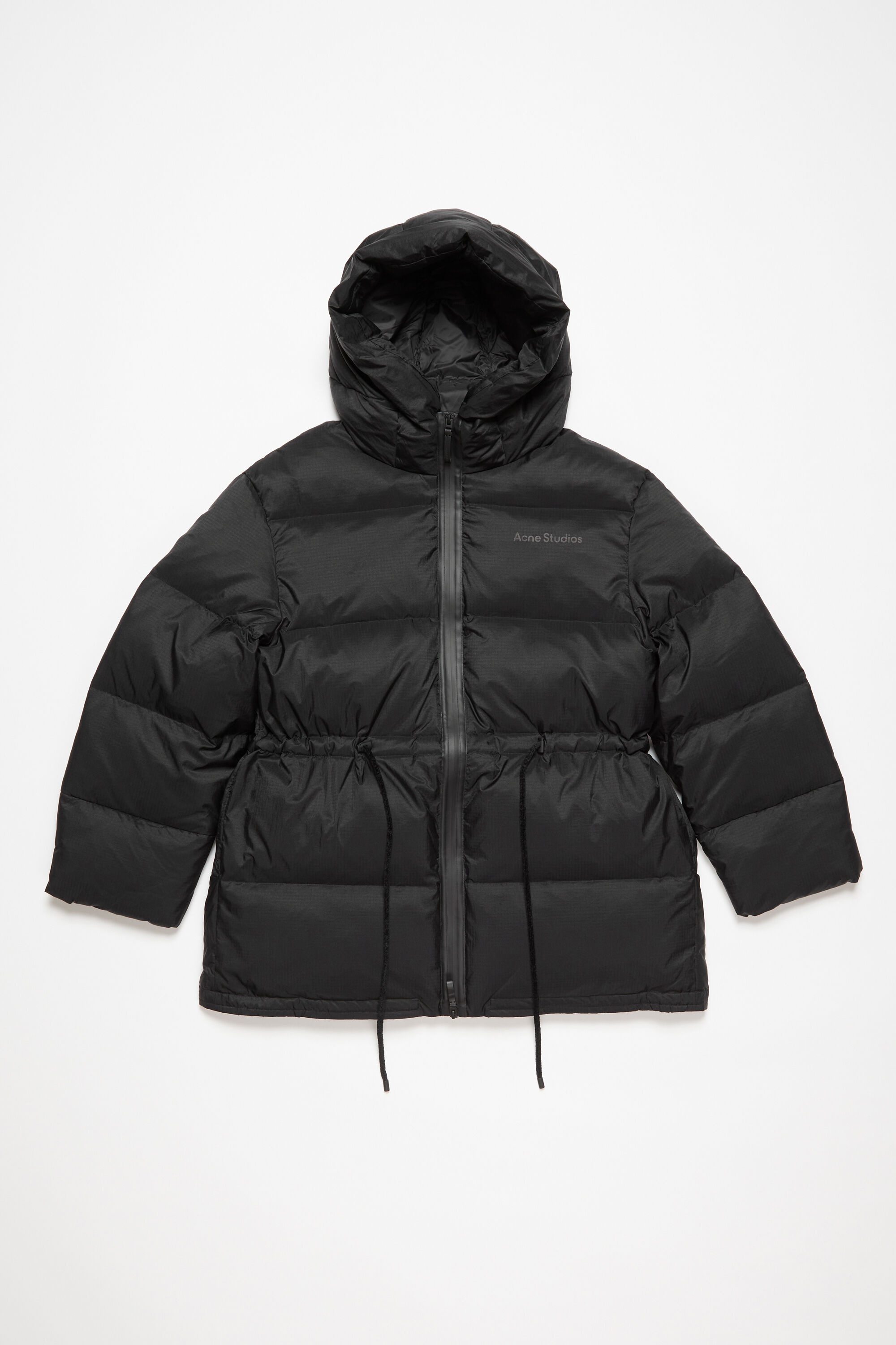 Hooded puffer jacket - Black - 1