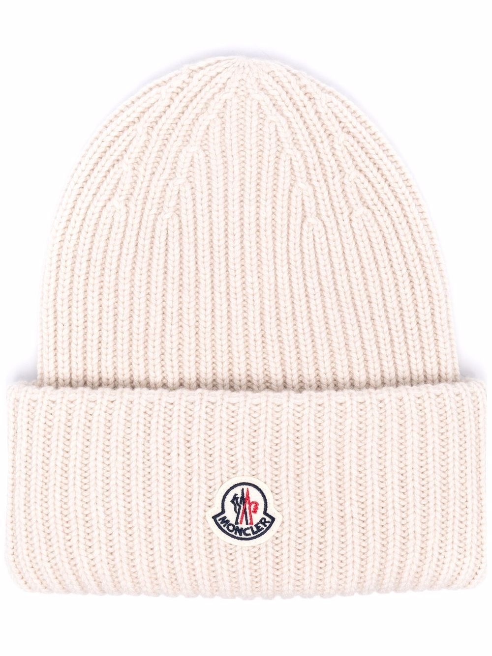 logo-patch ribbed beanie - 1