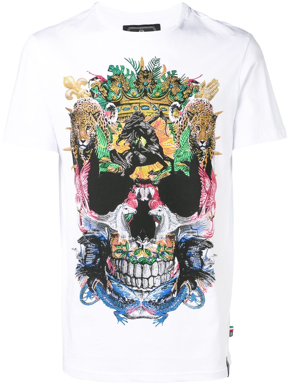 studded abstract skull T-shirt - 1