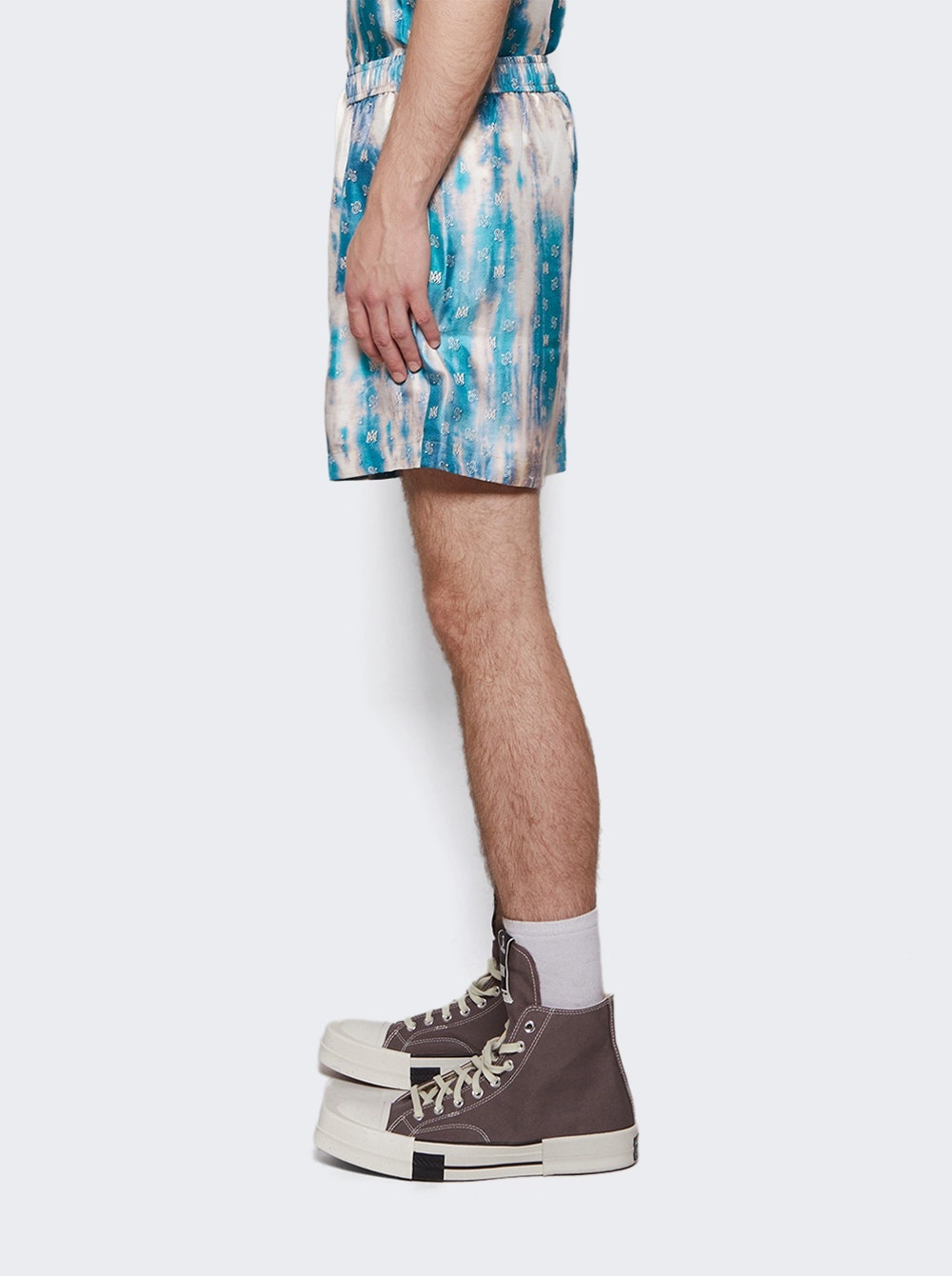 Bleached MA Paisley Silk Shorts Aqua - 4