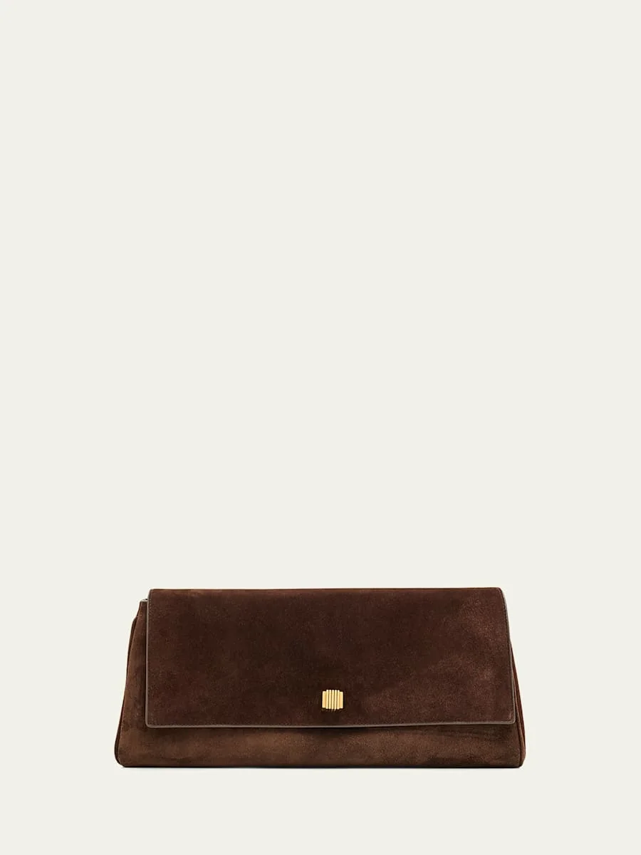 Audrey Flap Suede Clutch Bag - 1