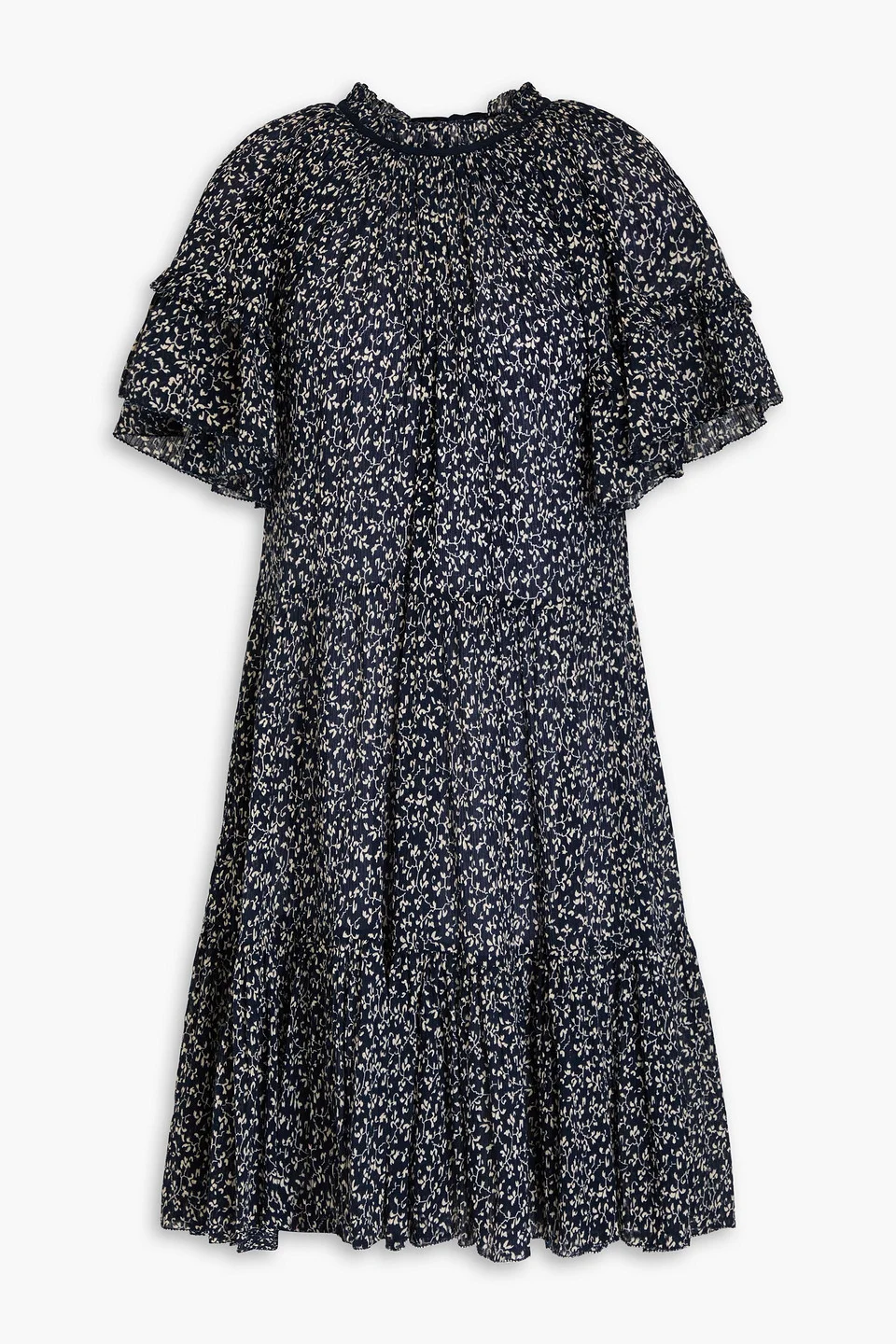 Doris ruffled floral-print cotton-crepon dress - 1