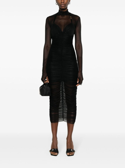 VERSACE JEANS COUTURE gathered mesh midi dress outlook