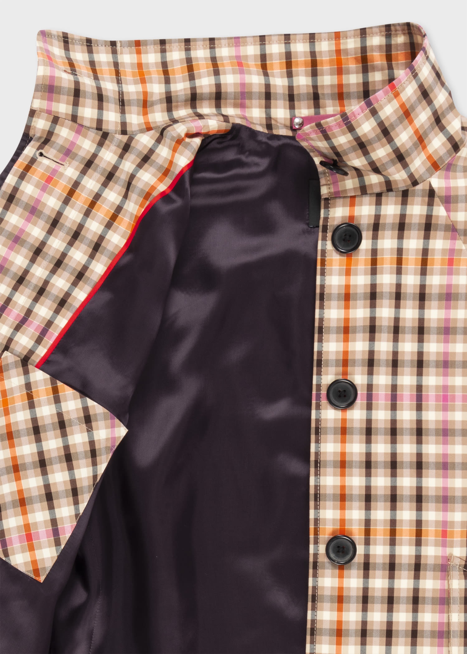Camel Check Cocoon Cargo Coat - 3