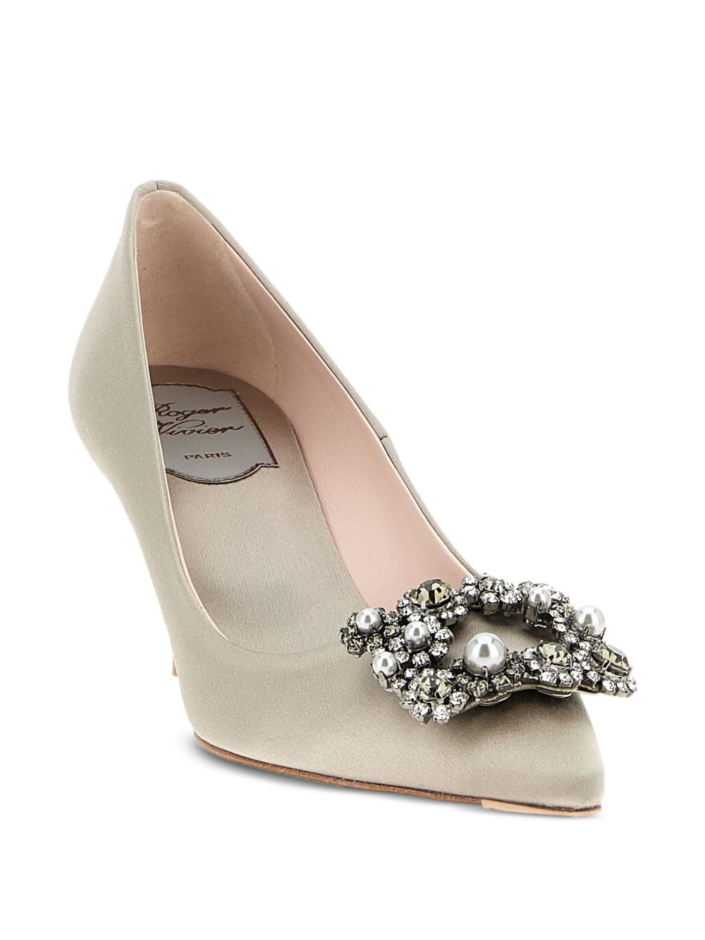 65mm Efflorescence jewel-buckle satin pumps - 2